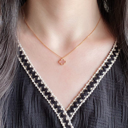 [⭐Novea]CLOVER 15MM PINK MOTHER-OF-PEARL SINGLE FLOWER NECKLACE