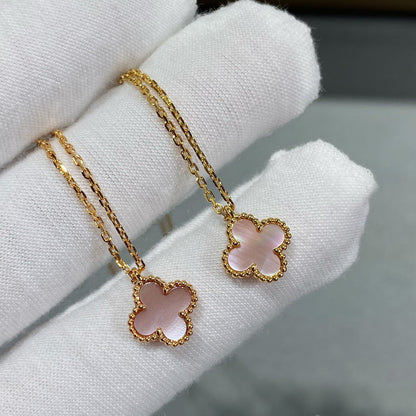 [⭐Novea]CLOVER 15MM PINK MOTHER-OF-PEARL SINGLE FLOWER NECKLACE