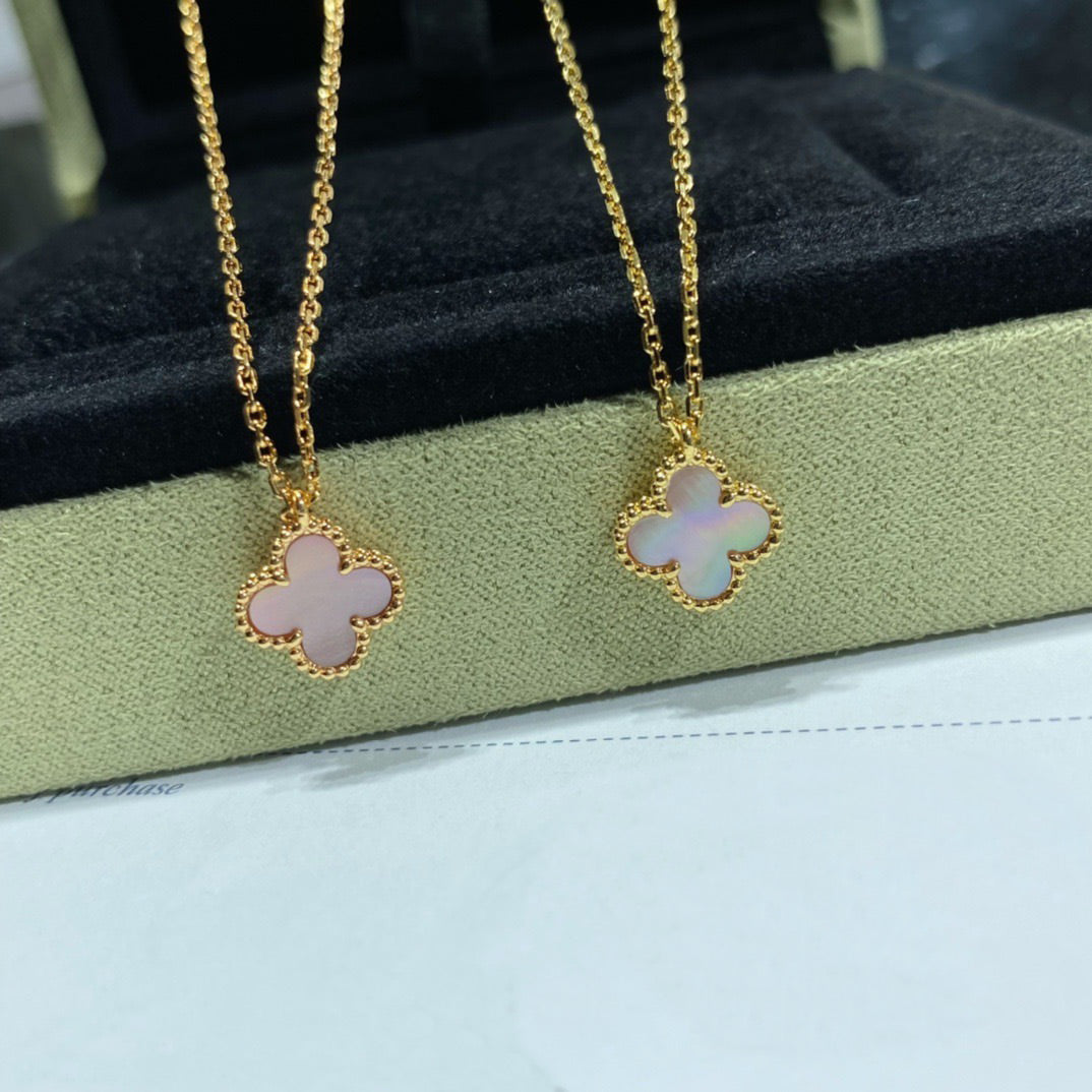 [⭐Novea]CLOVER 15MM PINK MOTHER-OF-PEARL SINGLE FLOWER NECKLACE