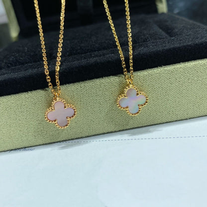 [⭐Novea]CLOVER 15MM PINK MOTHER-OF-PEARL SINGLE FLOWER NECKLACE
