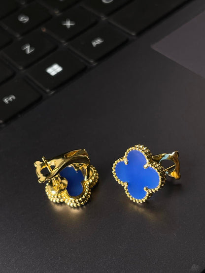 [⭐Novea] CLOVER LARGE (20mm) 1 MOTIFS BLUE MOP STUD EARRINGS