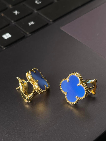 [⭐Novea] CLOVER LARGE (20mm) 1 MOTIFS BLUE MOP STUD EARRINGS