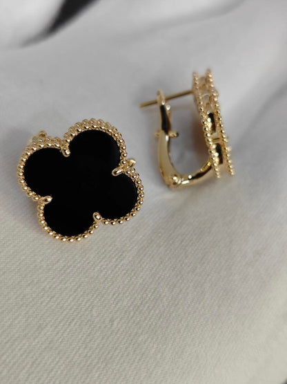 [⭐Novea]CLOVER 20MM BLACK MOP EARRINGS