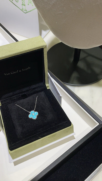 [⭐Novea]CLOVER 15MM DIAMOND SVRES PORCELAIN  NECKLACE SILVER