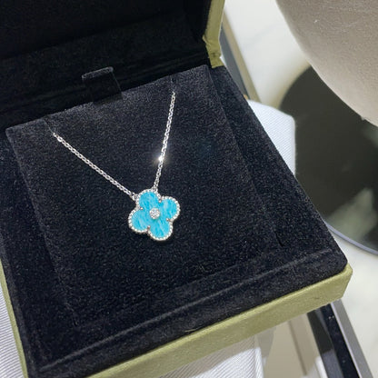 [⭐Novea]CLOVER 15MM DIAMOND SVRES PORCELAIN  NECKLACE SILVER