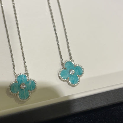 [⭐Novea]CLOVER 15MM DIAMOND SVRES PORCELAIN  NECKLACE SILVER
