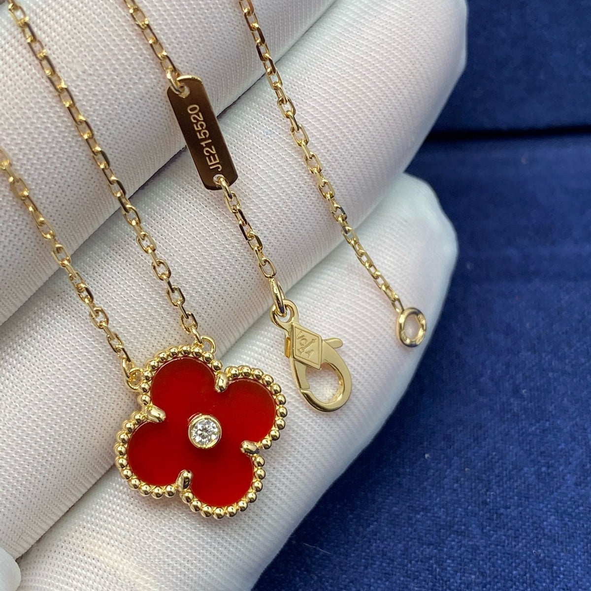 [⭐Novea]CLOVER 15MM DIAMOND CARNELIAN NECKLACE