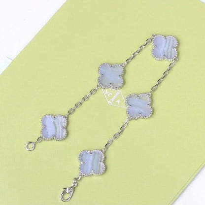 [⭐Novea] CLOVER 5 MOTIF PURPLE CHALCEDONY BRACELET COLLECTION