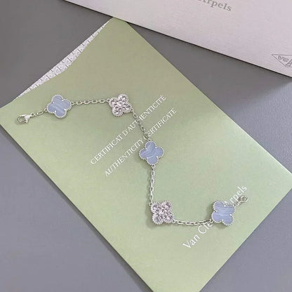 [⭐Novea] CLOVER 5 MOTIF PURPLE CHALCEDONY BRACELET COLLECTION