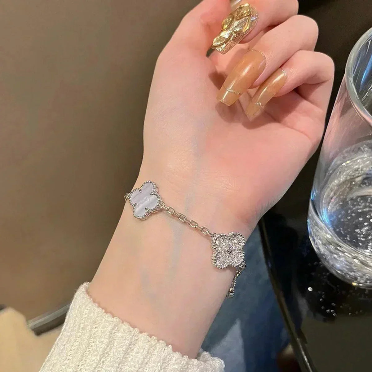 [⭐Novea] CLOVER 5 MOTIF PURPLE CHALCEDONY BRACELET COLLECTION