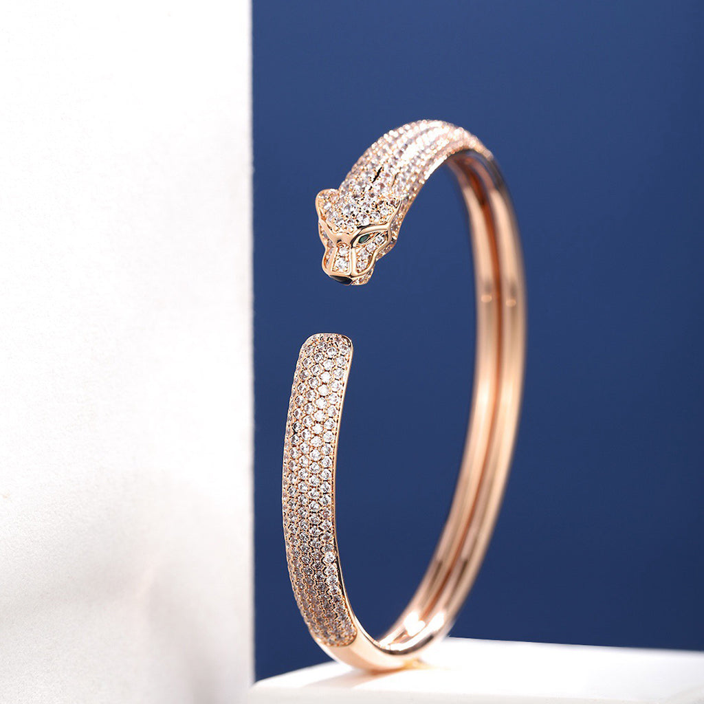 [⭐Novea]PANTHERE FULL DIAMOND OPEN BRACELET
