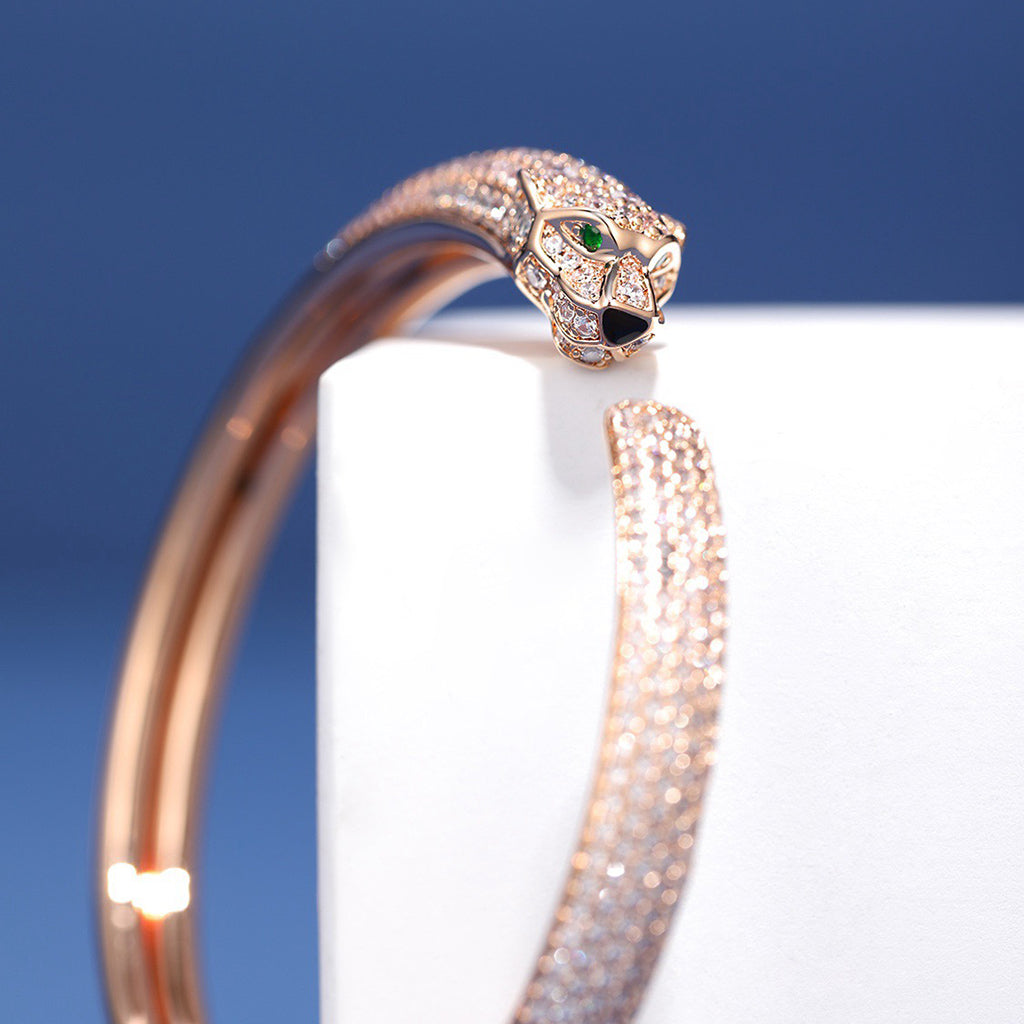 [⭐Novea]PANTHERE FULL DIAMOND OPEN BRACELET
