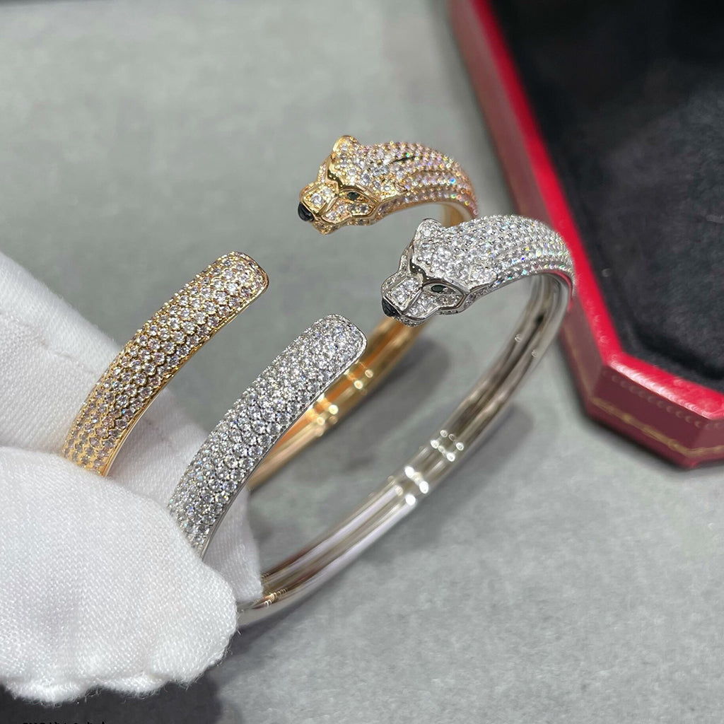 [⭐Novea]PANTHERE FULL DIAMOND OPEN BRACELET
