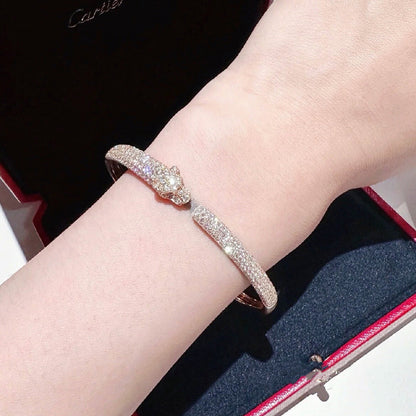 [⭐Novea]PANTHERE FULL DIAMOND OPEN BRACELET