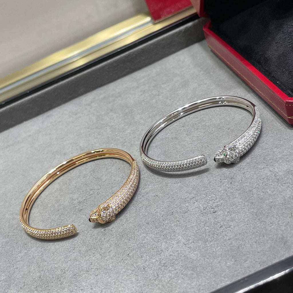 [⭐Novea]PANTHERE FULL DIAMOND OPEN BRACELET