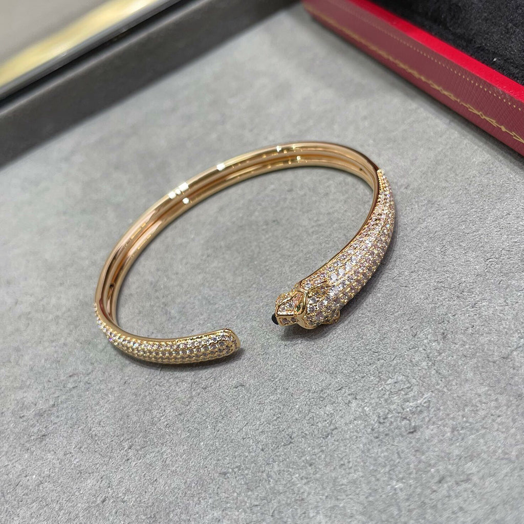 [⭐Novea]PANTHERE FULL DIAMOND OPEN BRACELET