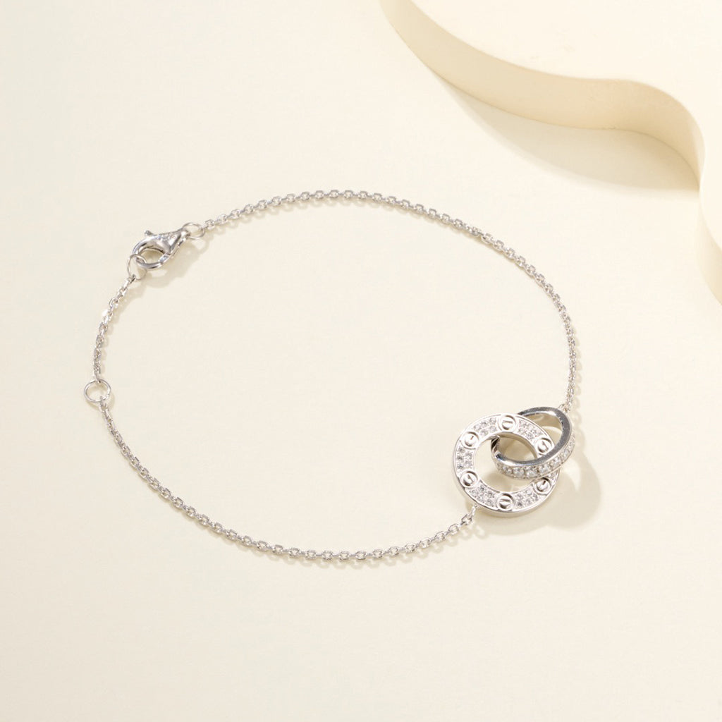 [⭐Novea]LOVE DOUBLE RING FULL DIAMOND BRACELET