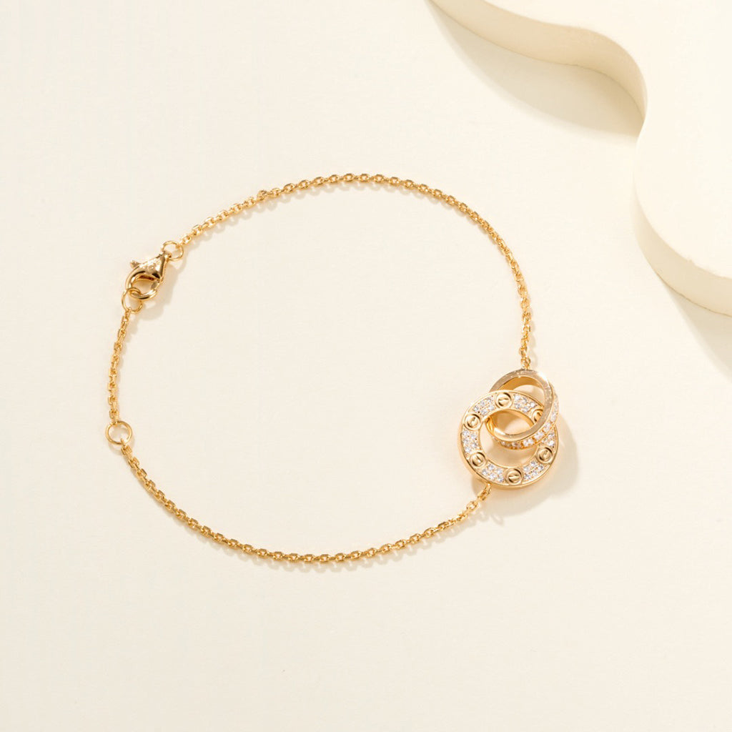 [⭐Novea]LOVE DOUBLE RING FULL DIAMOND BRACELET