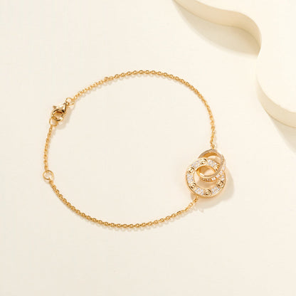 [⭐Novea]LOVE DOUBLE RING FULL DIAMOND BRACELET