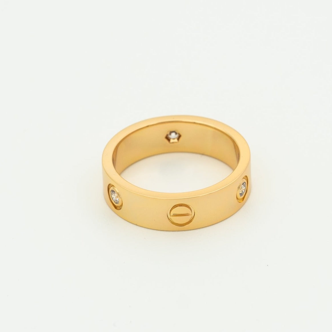 [⭐Novea]LOVE RING 5.5MM 3 DIAMONDS PINK GOLD