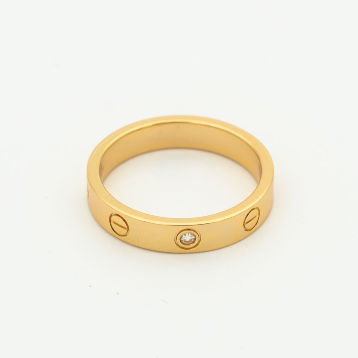 [⭐Novea]LOVE RING 4MM 1 DIAMOND PINK GOLD