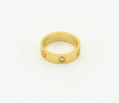 [⭐Novea]LOVE RING 4MM 1 DIAMOND GOLD