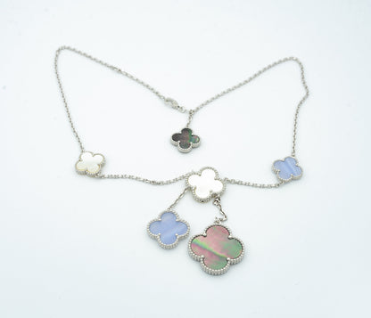 [⭐Novea]CLOVER MOP CHALCEDONY NECKLACE SILVER 6 MOTIF