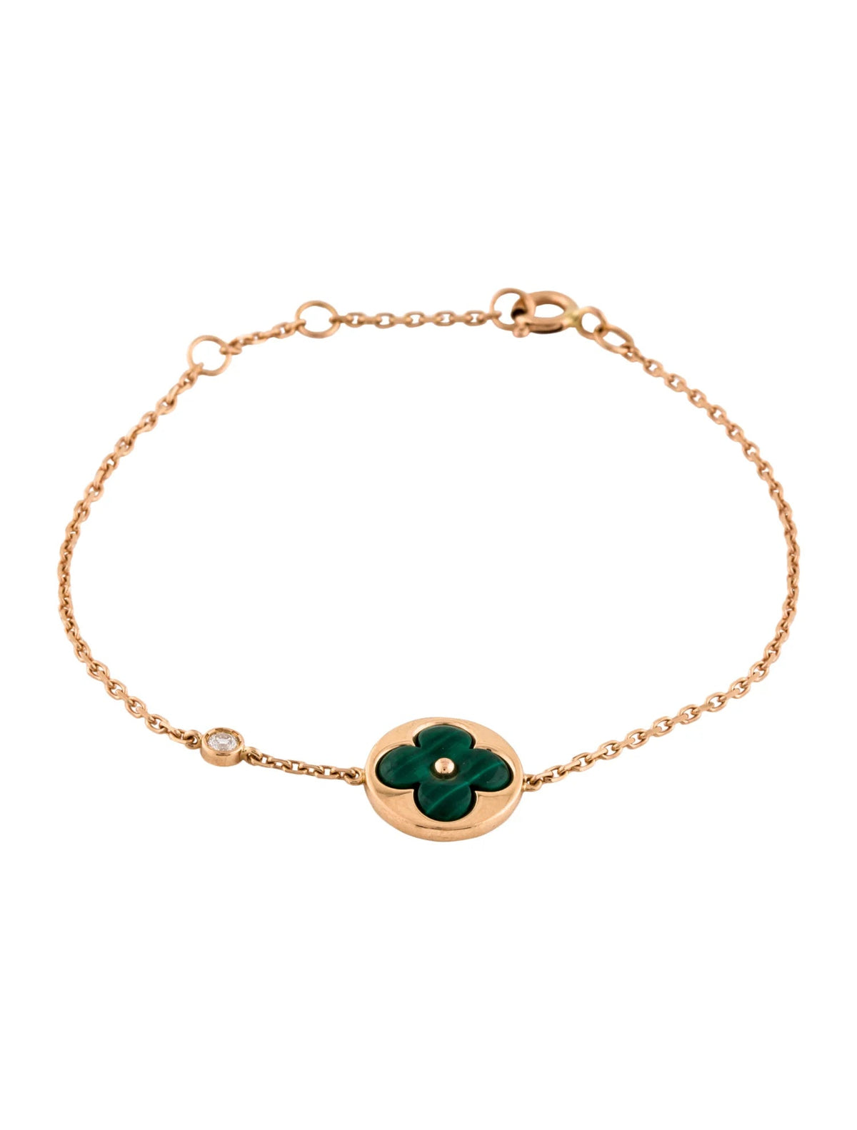 [⭐Novea]SUN MALACHITE 1 DIAMOND PINK GOLD BRACELET
