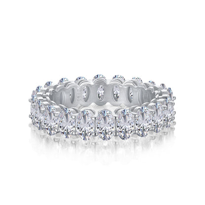 [Lucky Jewelry]Ornate Oval Cut Tennis Ring