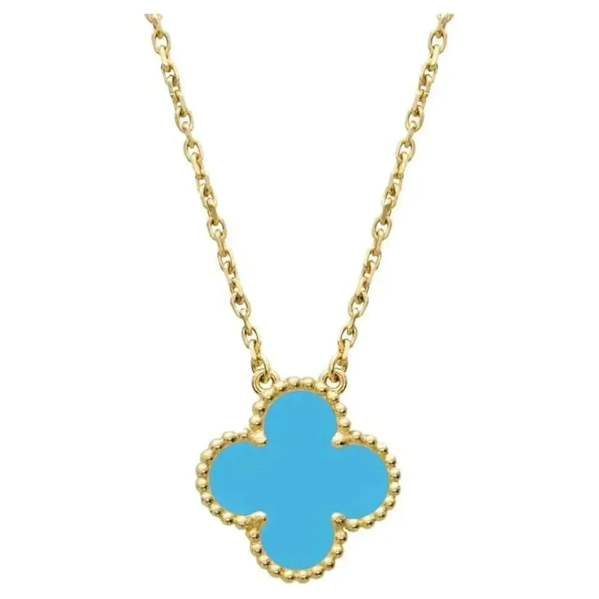 [⭐Novea]CLOVER 15MM VINTAGE TURQUOISE NECKLACE