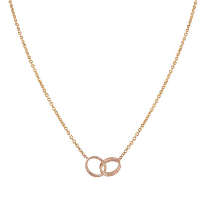 [⭐Novea]LOVE NECKLACE DOUBLE RING PINK GOLD