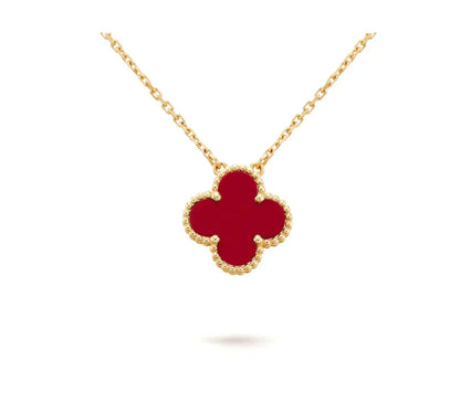 [⭐Novea]CLOVER 15MM CARNELIAN SINGLE FLOWER NECKLACE