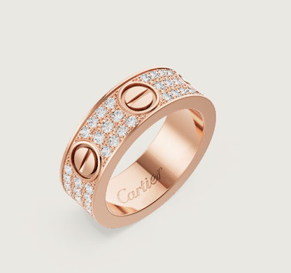 [⭐Novea]LOVE RING 6.5mm-wide full-diamond ring Rose Gold