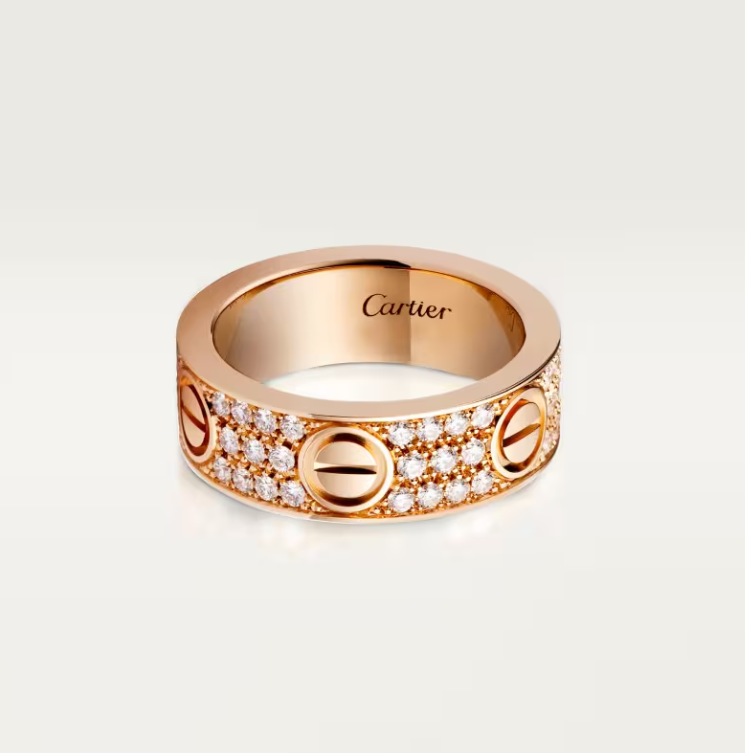 [⭐Novea]LOVE RING 6.5mm-wide full-diamond ring Rose Gold