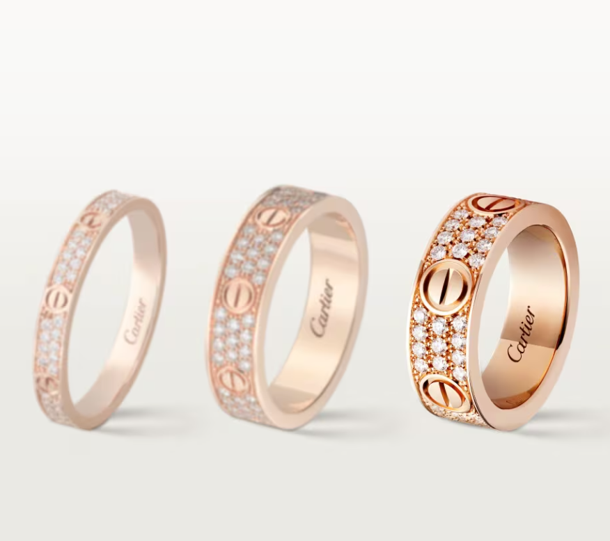 [⭐Novea]LOVE RING 6.5mm-wide full-diamond ring Rose Gold