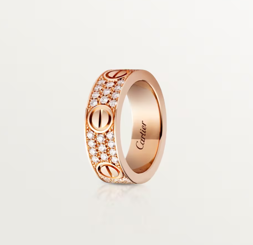 [⭐Novea]LOVE RING 6.5mm-wide full-diamond ring Rose Gold