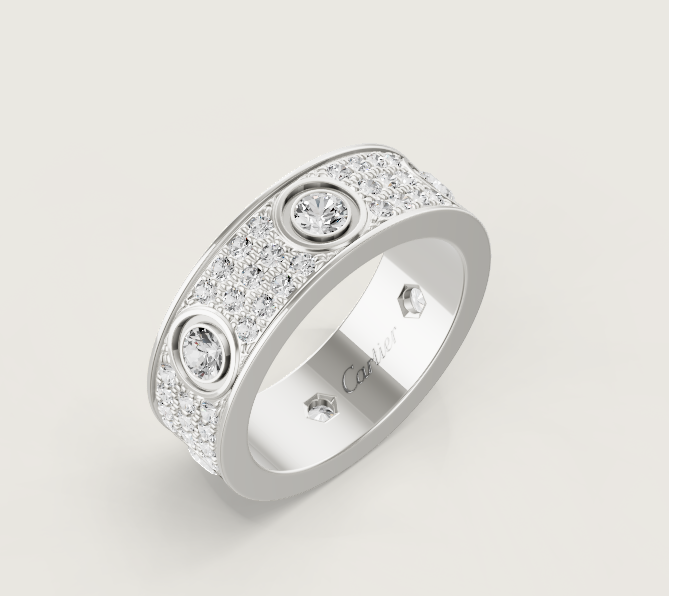 [⭐Novea]LOVE RING 6.5MM Full Diamond, 6 Major Diamonds Silver