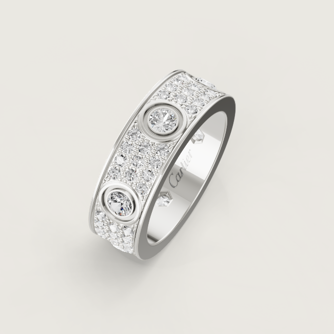 [⭐Novea]LOVE RING 6.5MM Full Diamond, 6 Major Diamonds Silver