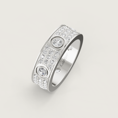 [⭐Novea]LOVE RING 6.5MM Full Diamond, 6 Major Diamonds Silver