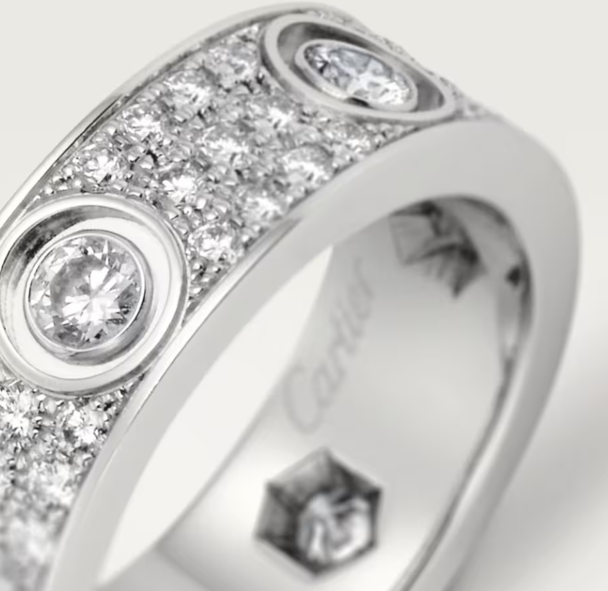 [⭐Novea]LOVE RING 6.5MM Full Diamond, 6 Major Diamonds Silver