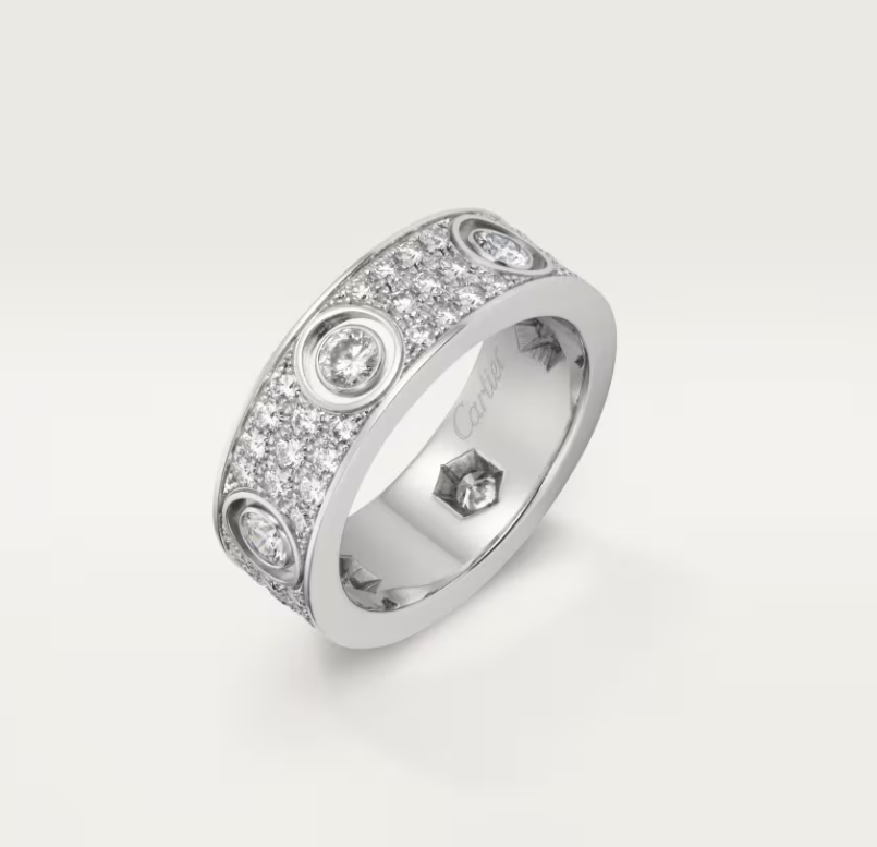 [⭐Novea]LOVE RING 6.5MM Full Diamond, 6 Major Diamonds Silver