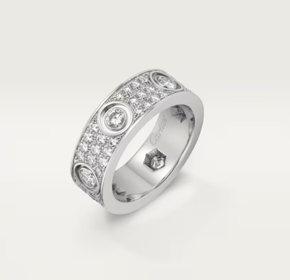 [⭐Novea]LOVE RING 6.5MM Full Diamond, 6 Major Diamonds Silver