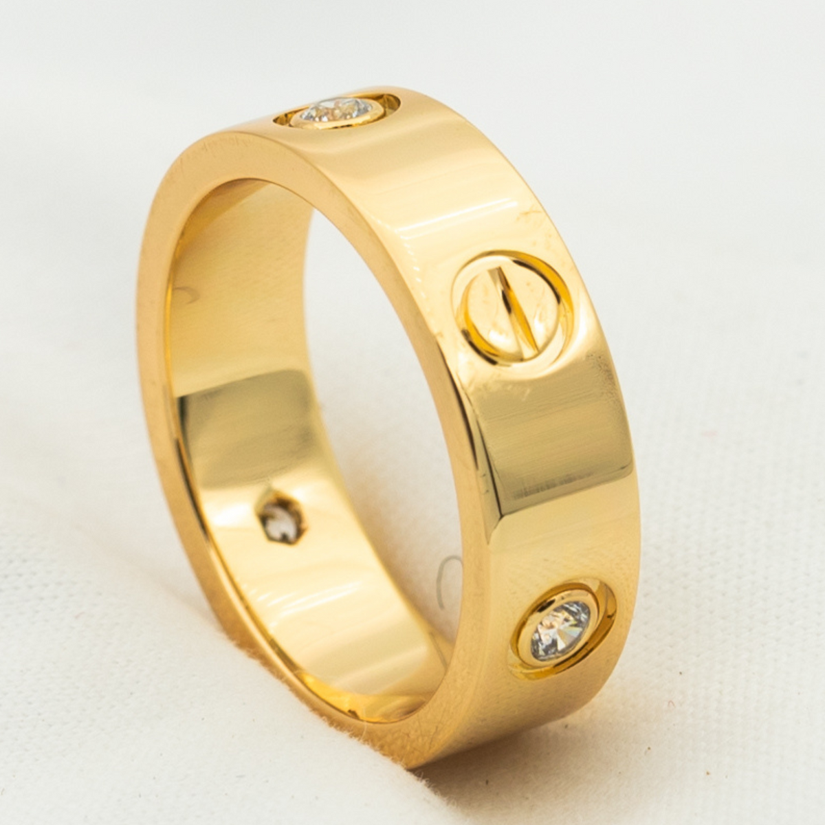 [⭐Novea]LOVE RING 5.5MM 3 DIAMONDS PINK GOLD