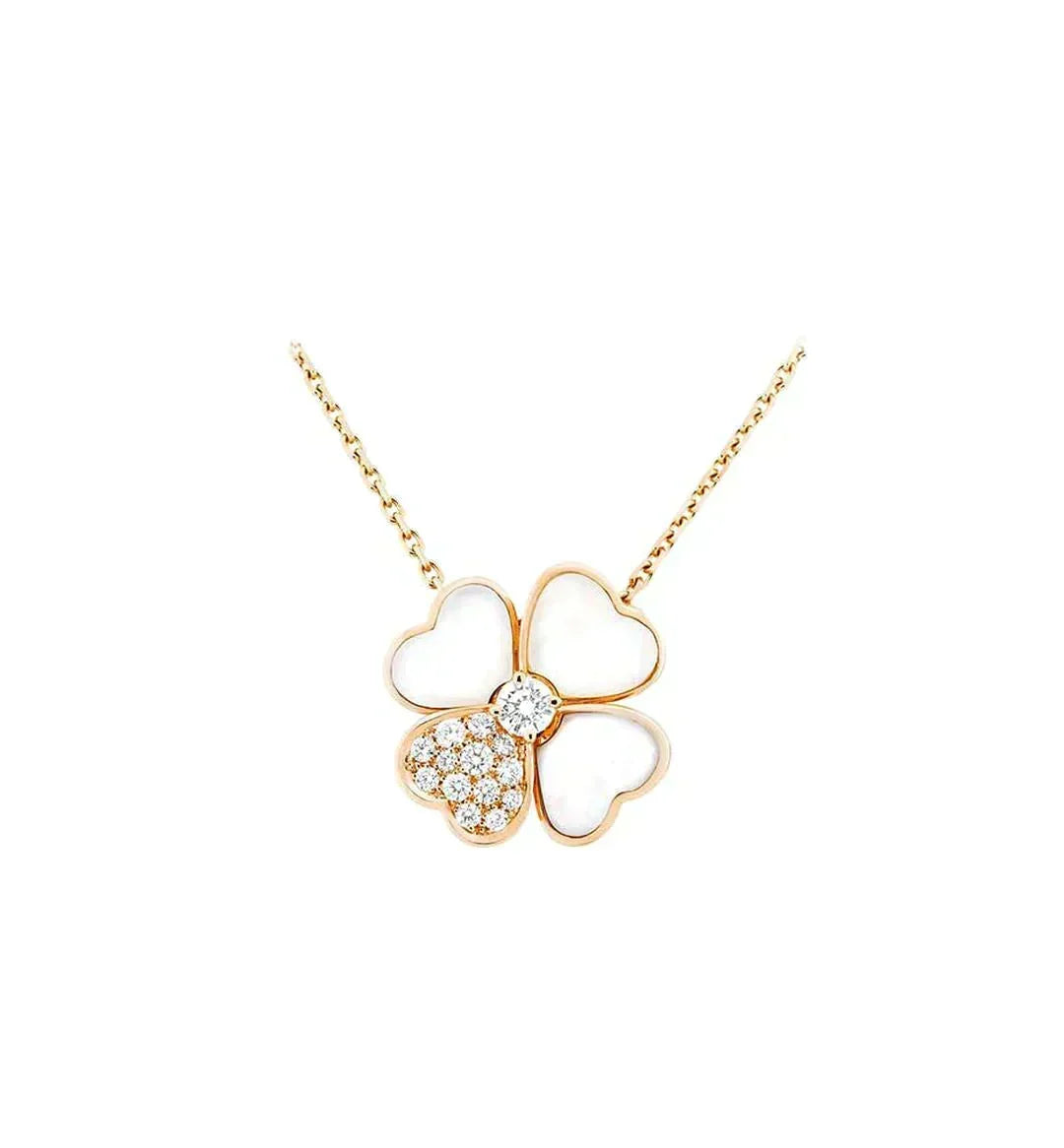 [⭐Novea]CLOVER MOP DIAMOND ROSE GOLD NECKLACE