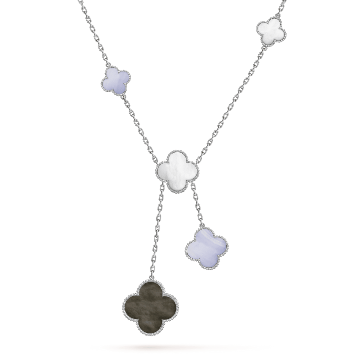 [⭐Novea]CLOVER MOP CHALCEDONY NECKLACE SILVER 6 MOTIF