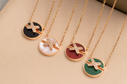 [⭐Novea]JEUX DE PINK GOLD DIAMOND NECKLACE