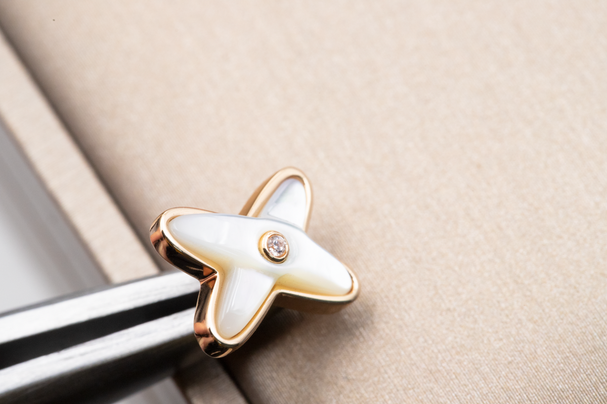 [⭐Novea]JEUX DE WHITE MOP ROSE GOLD DIAMOND EARRINGS