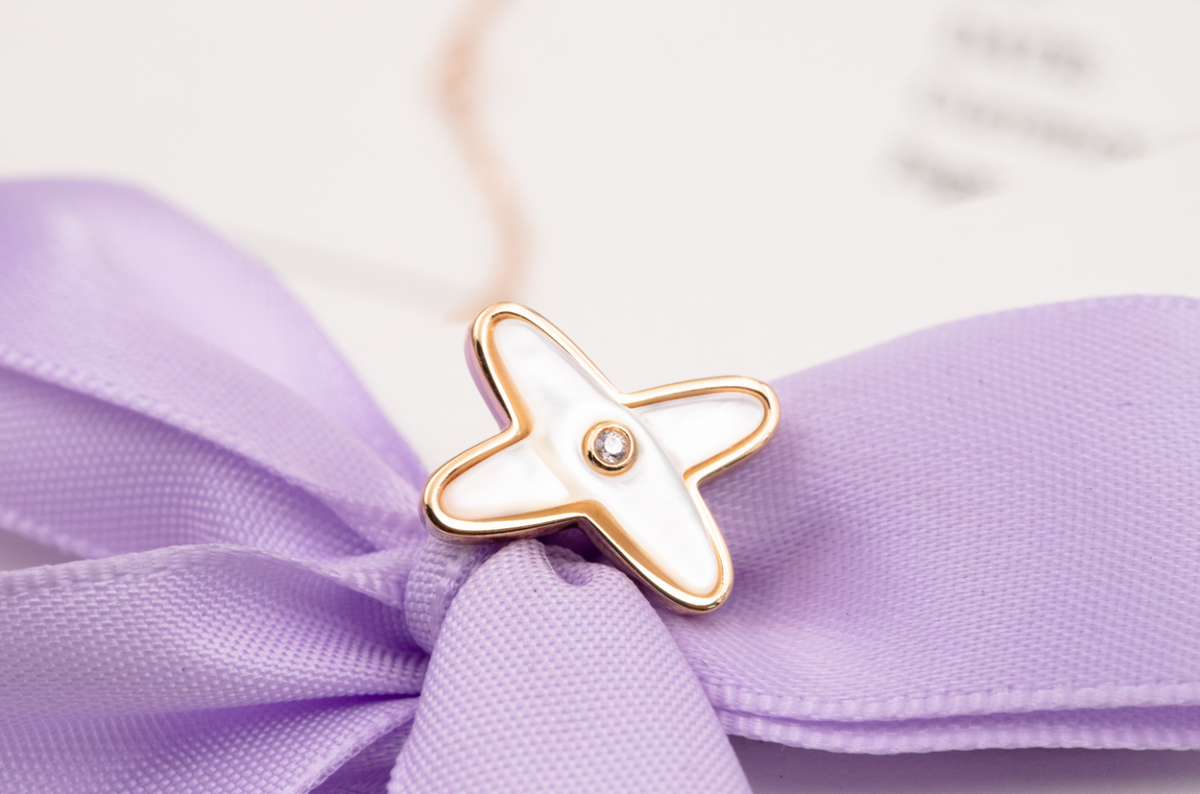 [⭐Novea]JEUX DE WHITE MOP ROSE GOLD DIAMOND EARRINGS