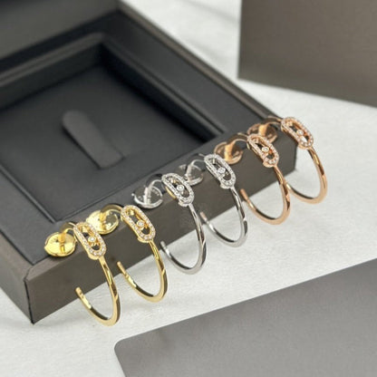 [⭐Novea]CREOLES MOVE UNO PM DIAMOND EARRINGS