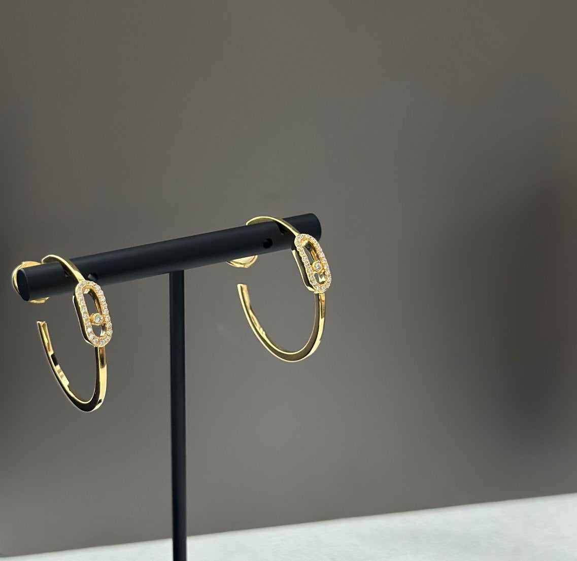 [⭐Novea]CREOLES MOVE UNO PM DIAMOND EARRINGS